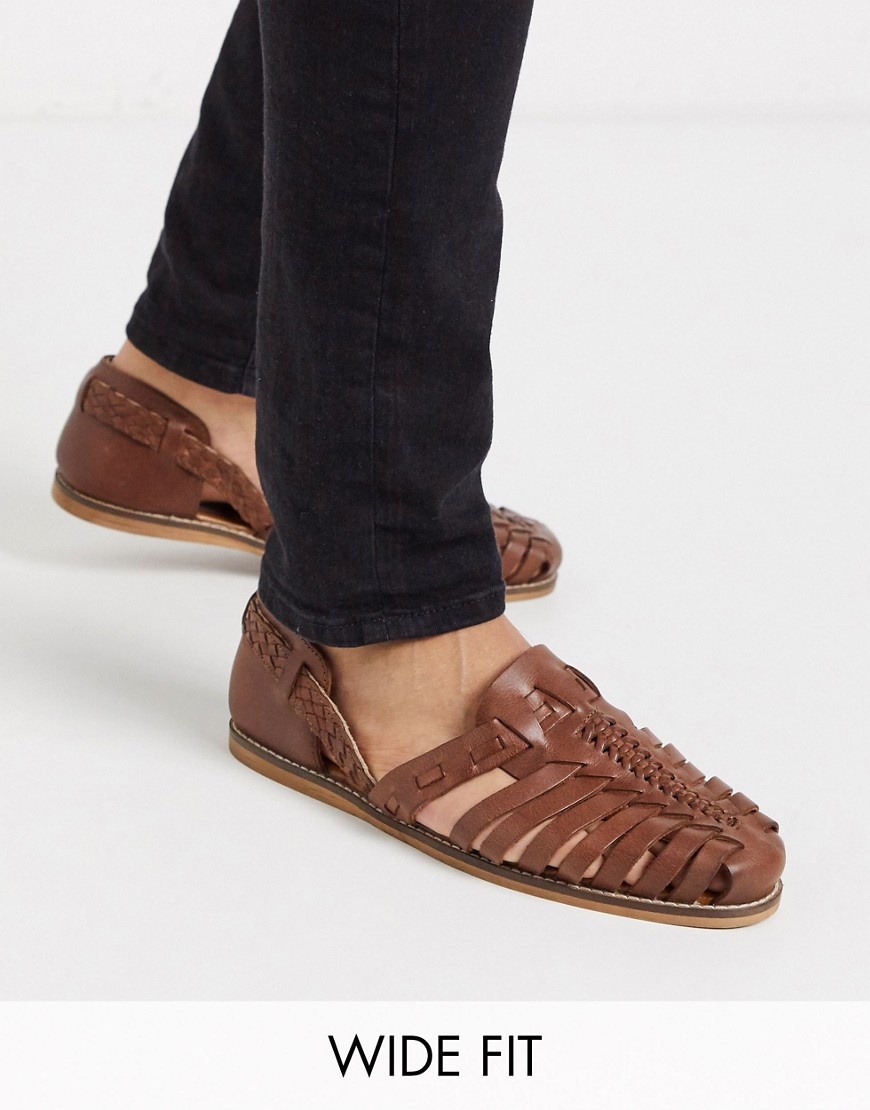 ASOS DESIGN – Rödbruna vävda sandaler med bred passform-Guldbrun