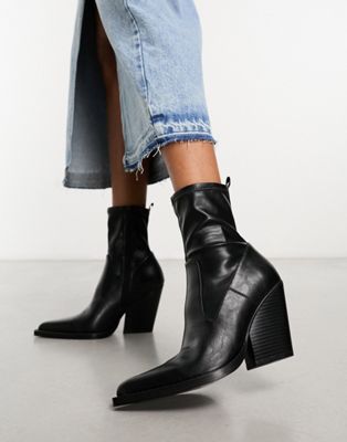 ASOS DESIGN Rodeo western sock boots in black