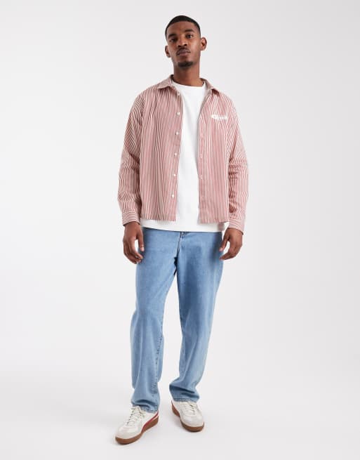 ASOS DESIGN – Rödrandig skjorta i regular fit med broderi på bröstet, 2 av 5