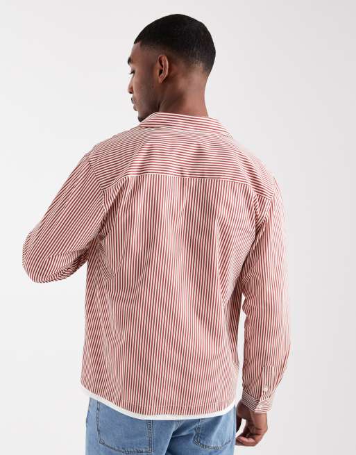 ASOS DESIGN – Rödrandig skjorta i regular fit med broderi på bröstet, 3 av 5