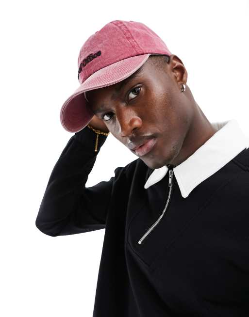 ASOS DESIGN – Rödtvättad baseballkeps med "Out of Office"-broderi, 3 av 4
