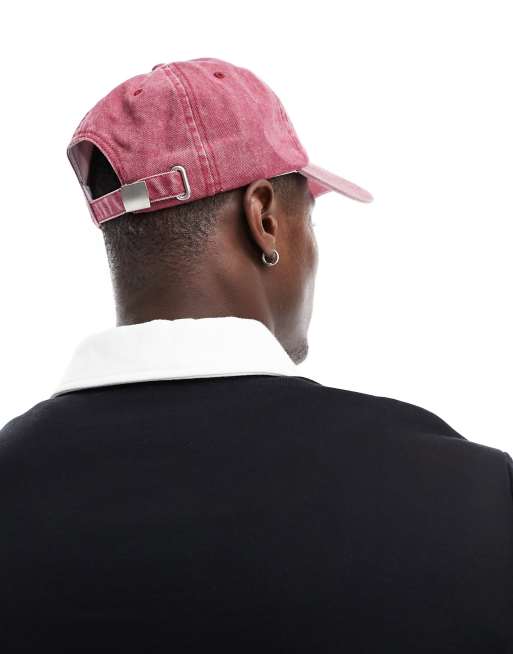 ASOS DESIGN – Rödtvättad baseballkeps med "Out of Office"-broderi, 4 av 4