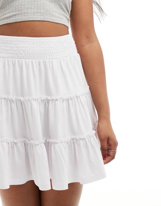 ASOS DESIGN - Rok met stroken en gesmokte taille in wit, 5 van 5