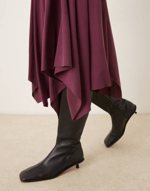 ASOS DESIGN - Rok van modal met asymmetrische zoom met punten in bordeauxrood, 3 van 5