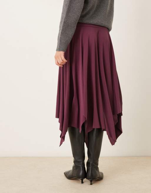 ASOS DESIGN - Rok van modal met asymmetrische zoom met punten in bordeauxrood, 5 van 5