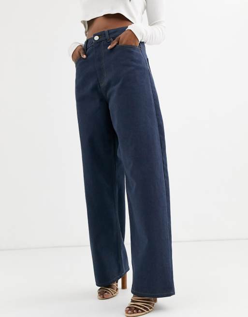 ASOS DESIGN – Rökblå, avslappnade dad jeans med hög midja