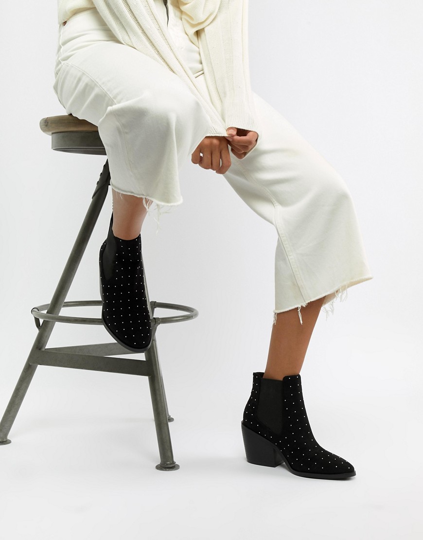 ASOS DESIGN Rolando studded chelsea ankle boots-Black