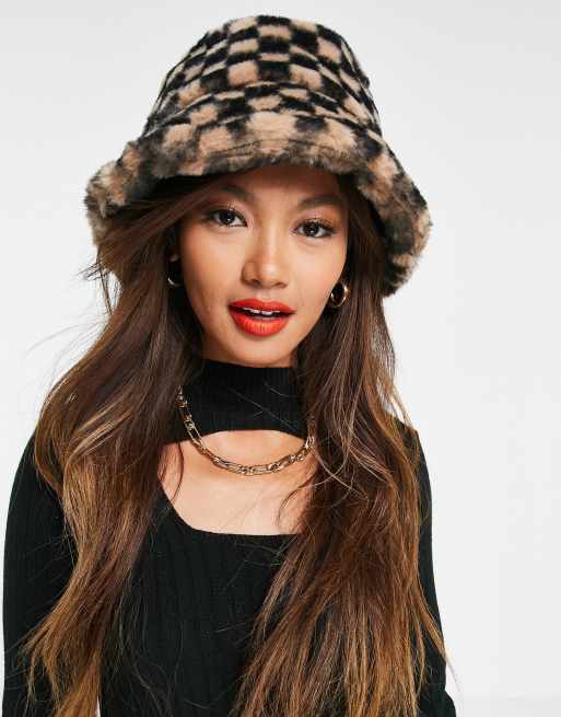 ASOS DESIGN roll back bucket hat in tonal checkerboard print, 2 of 4