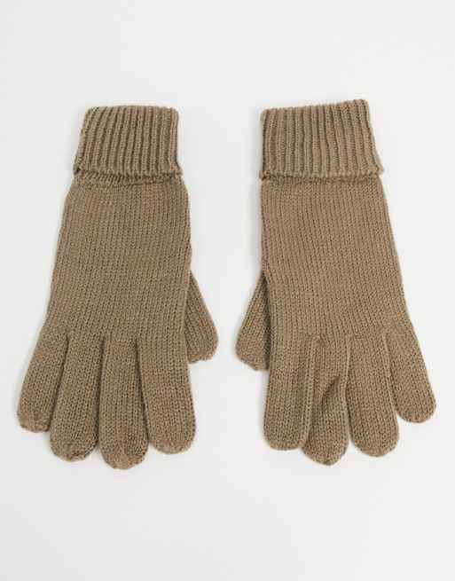 ASOS DESIGN roll back knitted gloves in camel