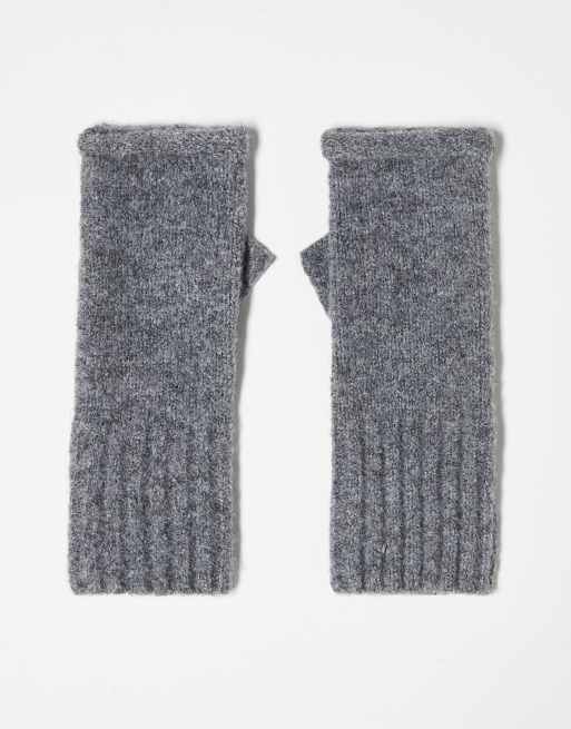 ASOS DESIGN roll edge palm warmers in charcoal gray 