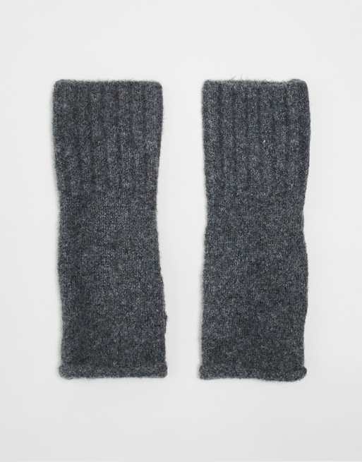 ASOS DESIGN roll edge palm warmers in charcoal gray