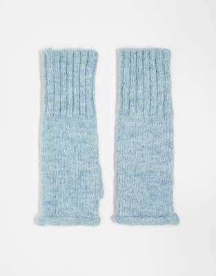 ASOS DESIGN roll edge palmwarmer wool mix in seafoam-Blue