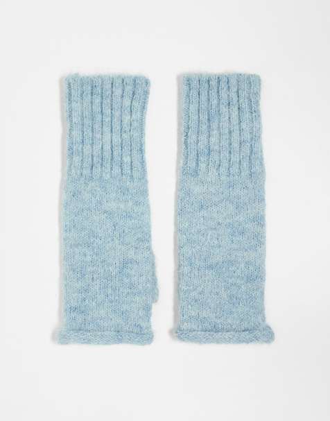 ASOS DESIGN roll edge palmwarmer wool mix in seafoam - view 1