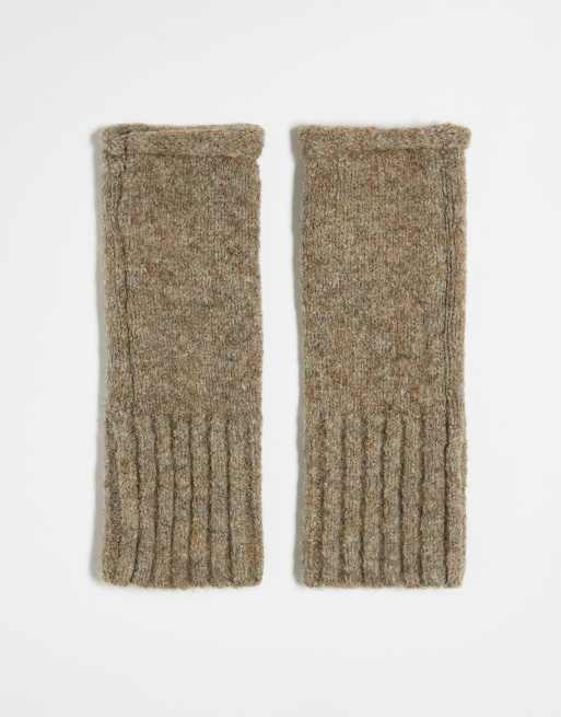 ASOS DESIGN roll edge palmwarmers in mink 