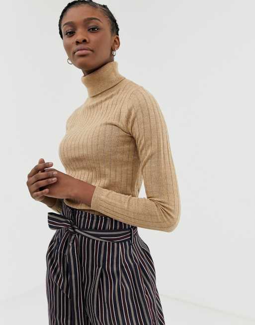 ASOS DESIGN roll neck crop sweater in rib