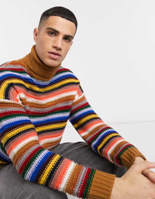striped polo neck jumper
