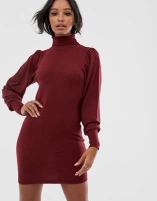 red roll neck dress