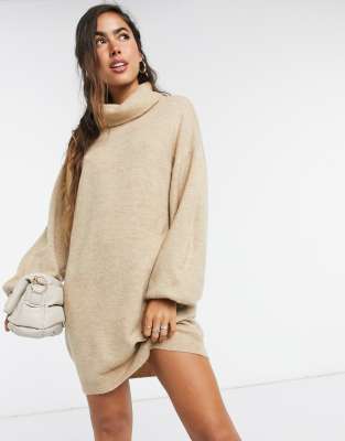 roll neck mini dress