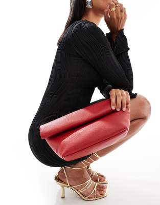 roll top clutch bag in red