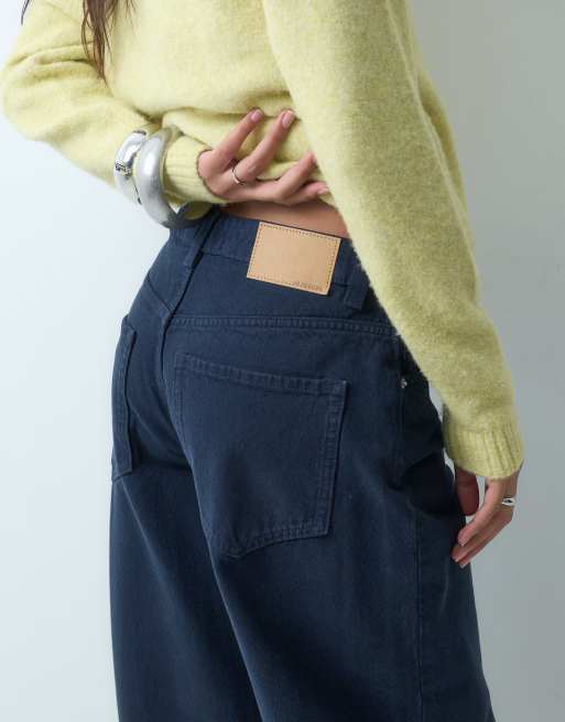 ASOS DESIGN roll up hem slouch jean in navy, 4 of 5