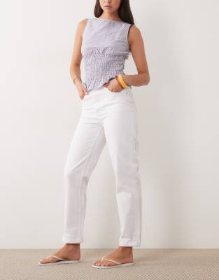 Asos Design Roll Up Hem Slouch Jeans In White