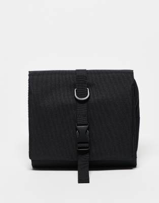 ASOS DESIGN roll wash bag in black