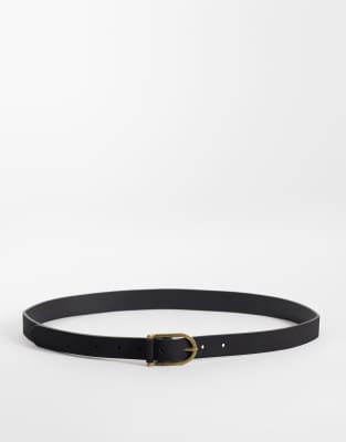 Asos Design Roller Buckle Faux Suede Belt In Black