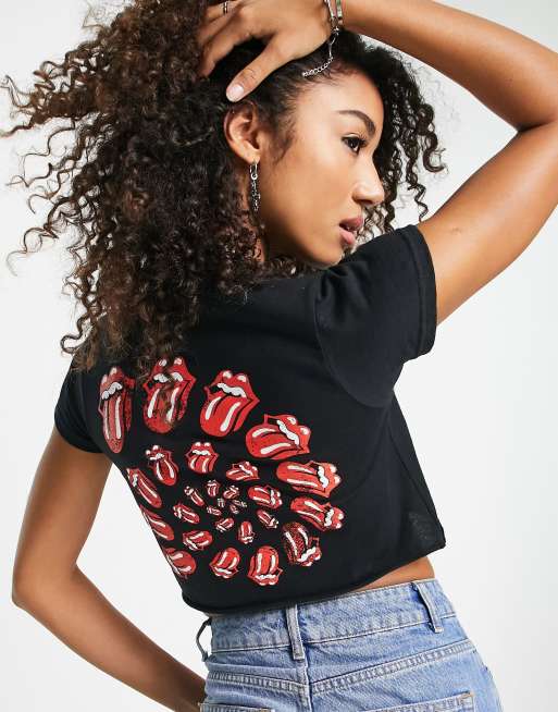 Rolling stones 2025 cropped t shirt