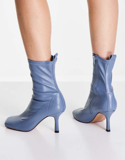 ASOS DESIGN - Roma - Blå sokkestøvler med firkantet tå og hæl, 4 af 4