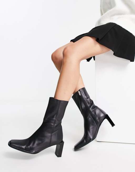 エイソス ASOS DESIGN Roman premium leather heeled sock boots in