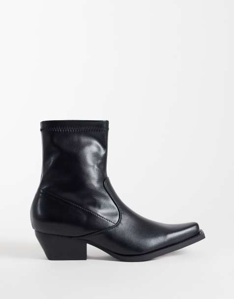 ASOS DESIGN Roman western sock ankle boots in black - view 1