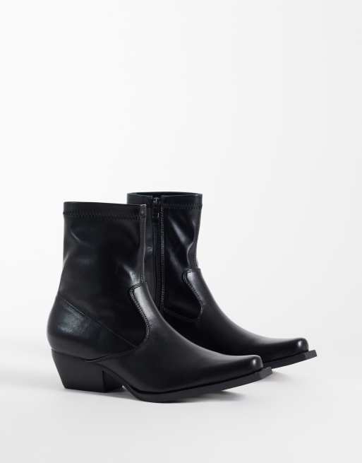 ASOS DESIGN Roman western sock ankle boots in black, 2 of 4