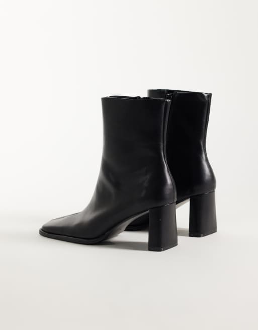 ASOS DESIGN Romeo square toe heeled ankle boots in black, 4 of 4