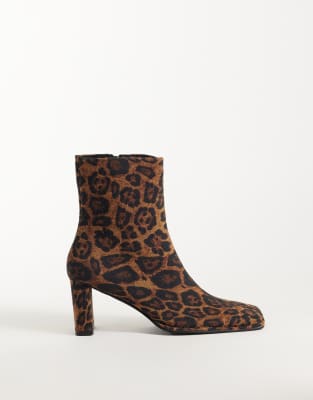 Asos Design Romeo Square Toe Heeled Ankle Boots In Multi