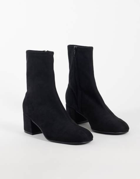 ASOS DESIGN Ronan block heel ankle boots in black suedette - view 1