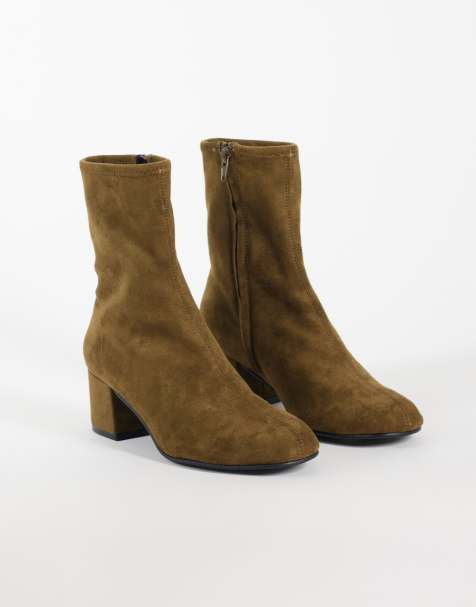 ASOS DESIGN Ronan block heel ankle boots in olive suedette - view 1