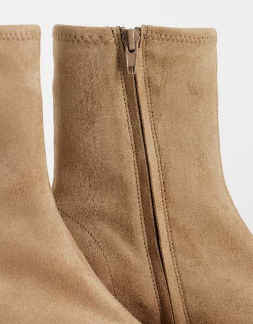 ASOS DESIGN Ronan - botines de tacón ancho en ante sintético color arena, 3 de 4