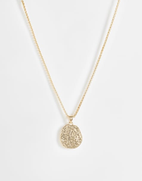ASOS DESIGN ronde ketting met gesmolten hanger in goud - view 1