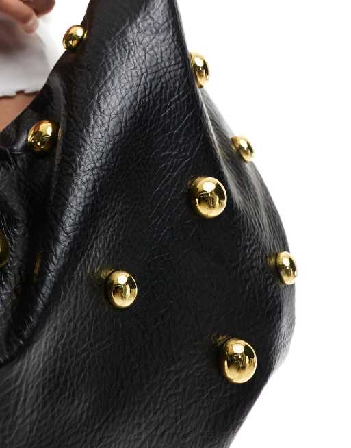 ASOS DESIGN - Ronde tote tas met studs en ringvormige hardware in zwart, 3 van 4