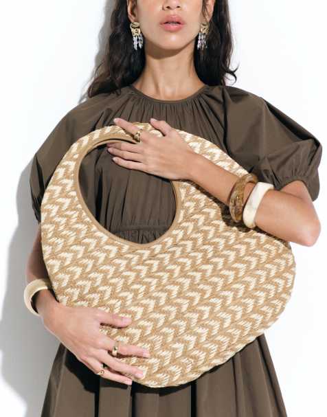 ASOS DESIGN - Ronde tote tas van geweven stro - view 1