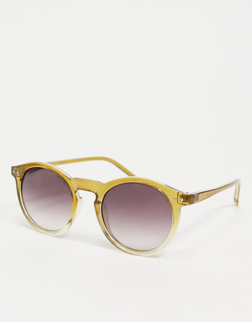 ASOS DESIGN - Ronde zonnebril in geel ombré met paarse glazen-Meerkleurig