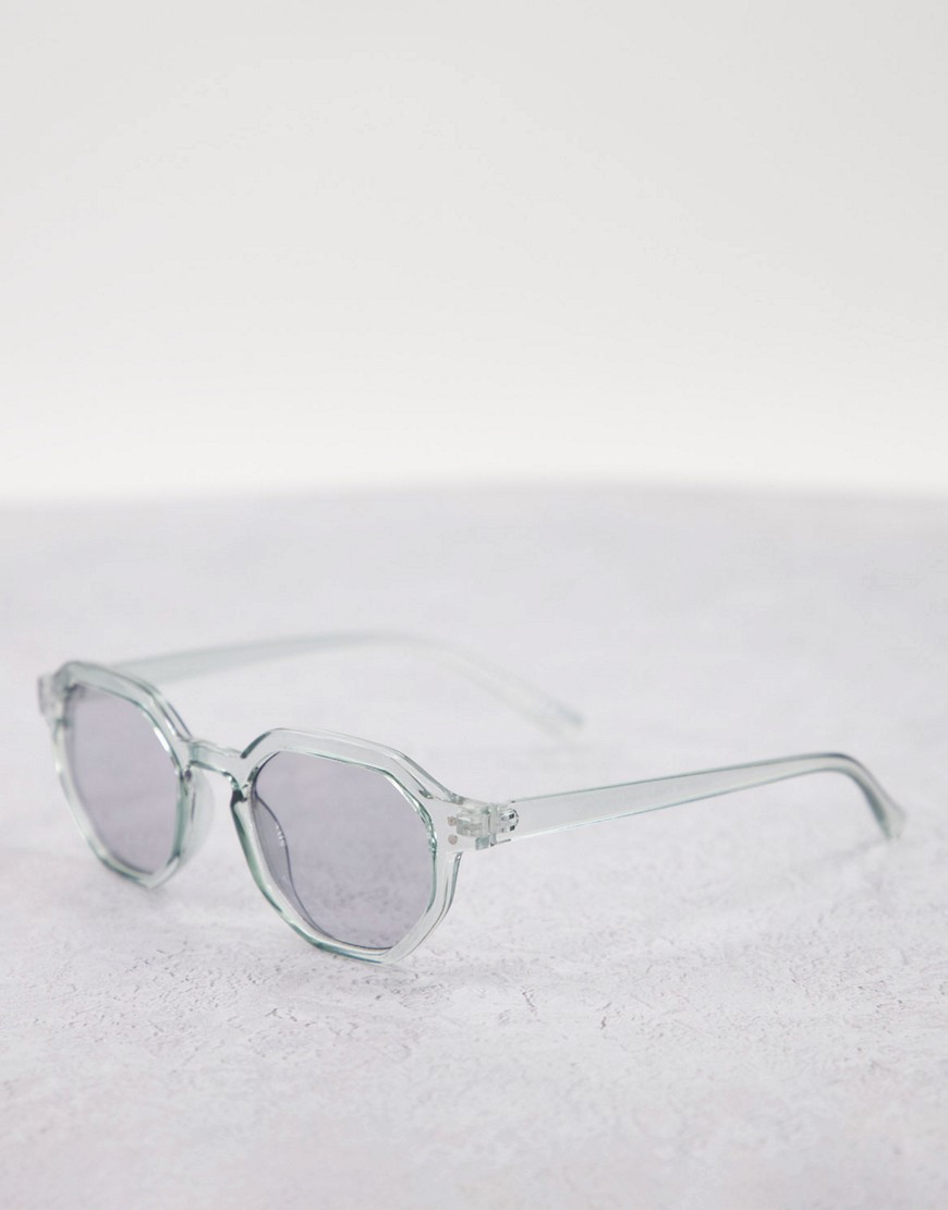 ASOS DESIGN - Ronde zonnebril in grijs met lichte rookglazen