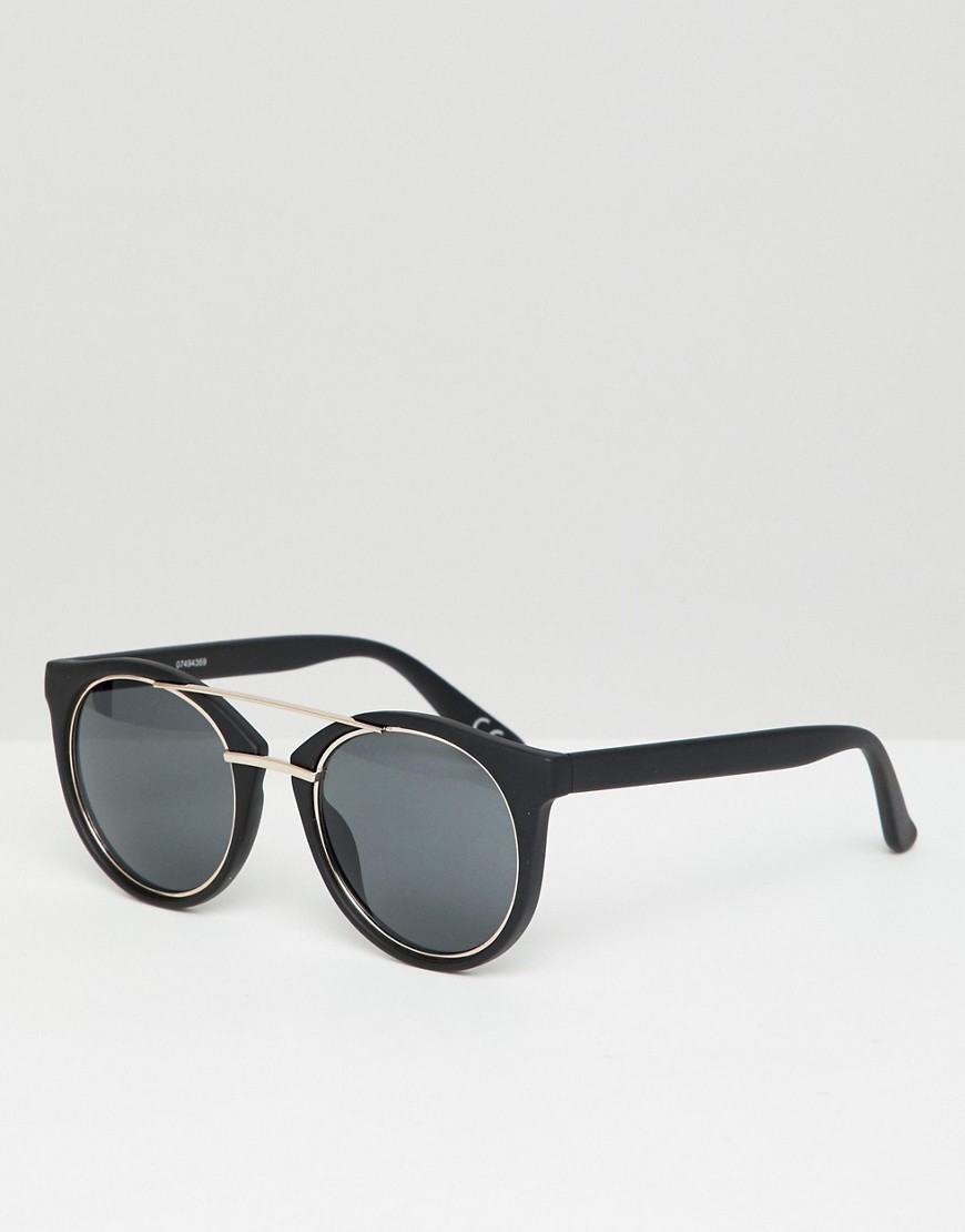ASOS DESIGN - Ronde zonnebril in zwart met metalen details