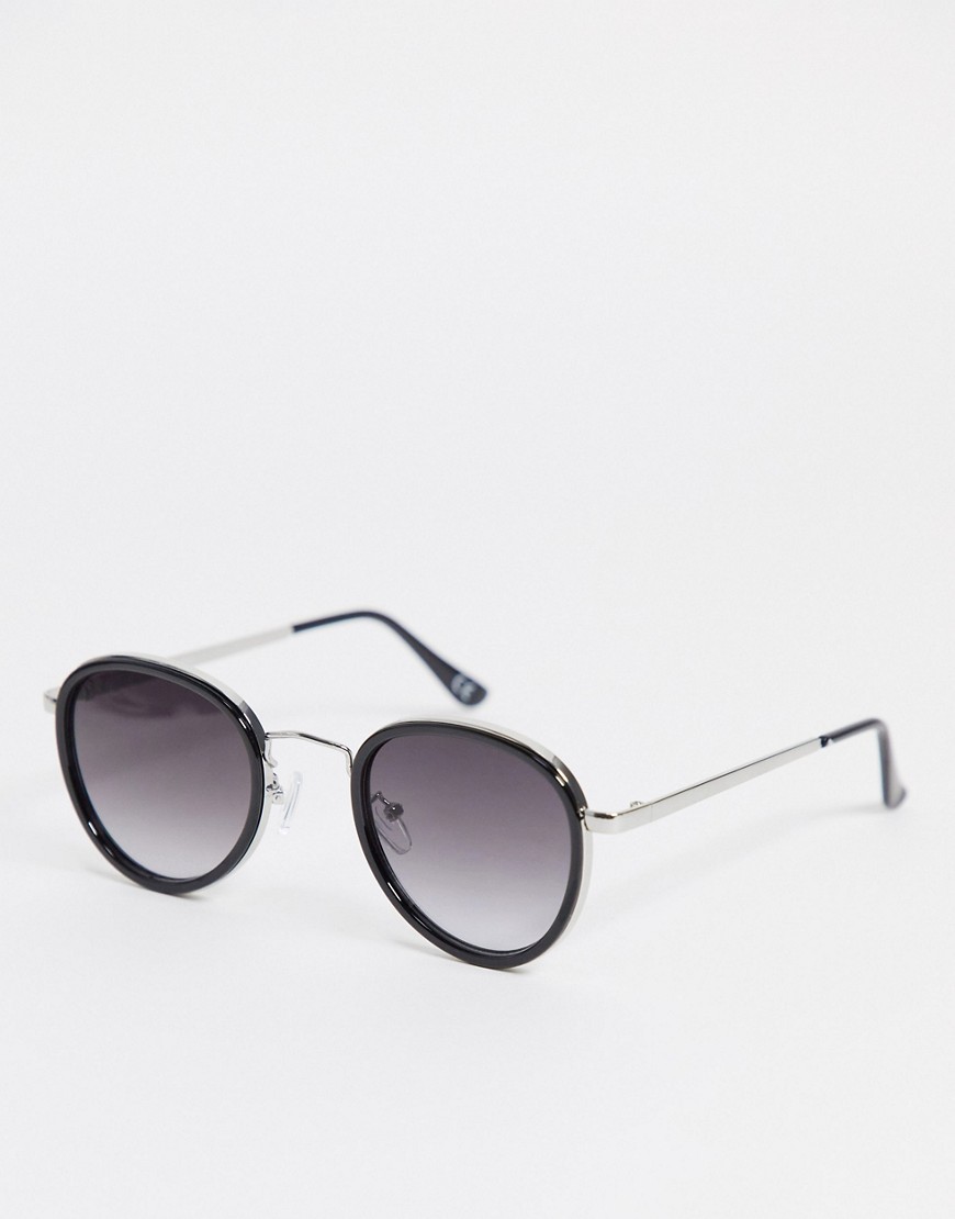 ASOS DESIGN - Ronde zonnebril in zwart met rookglas