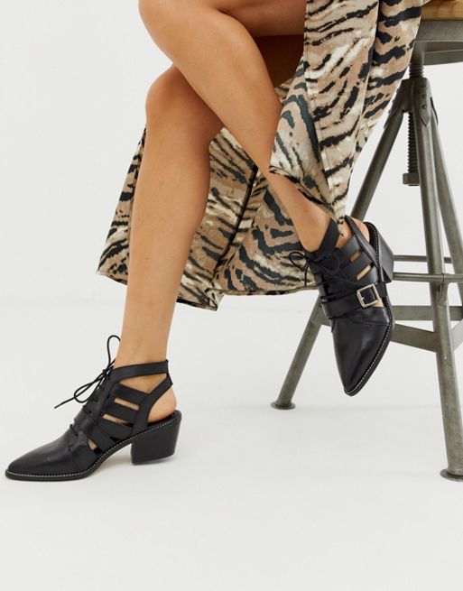ASOS DESIGN Rookie Leather Cut Out Boots, $23, Asos
