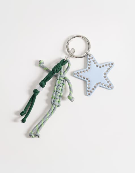 ASOS DESIGN rope and star carabiner keychain in multi - view 1