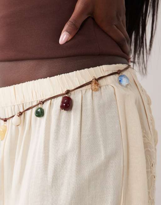 ASOS DESIGN rope belt with shells & resin beads, 2 of 3