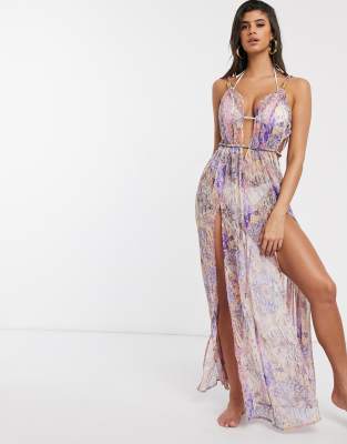 asos purple floral dress