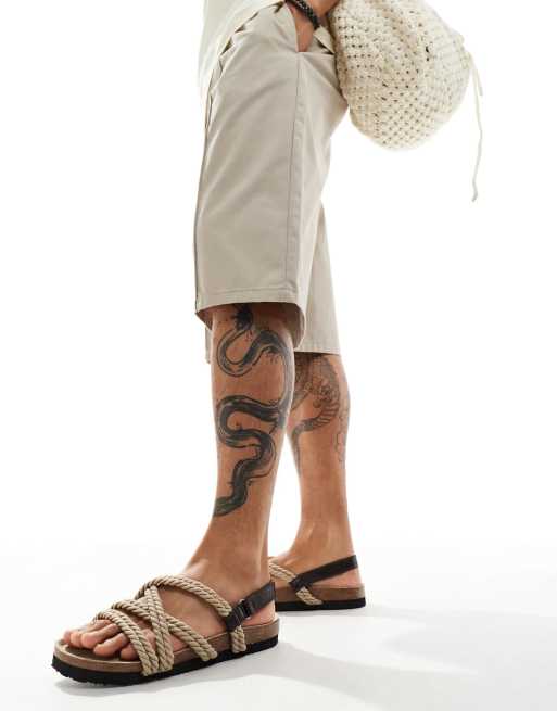 ASOS DESIGN rope detailing cross strap sandals