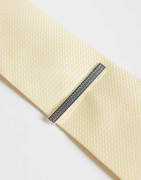 ASOS DESIGN rope textured tie bar in silver - view 1